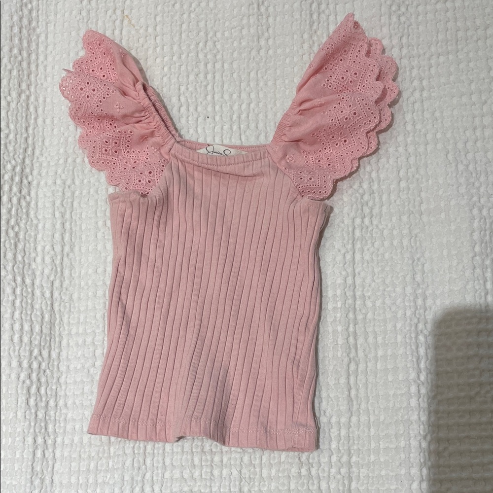 Jessica Simpson Pink Ruffle Sleeve Top
